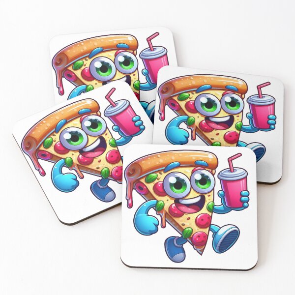 Item preview, Happy Pizza Slice with Soda Fun and Vibrant Design designed and sold by DibuHumor.