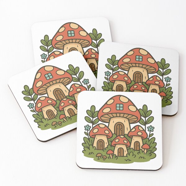 Item preview, Mushroom House Village – Whimsical Fantasy Cottagecore Design | Cute Cartoon Illustration for Stickers & Cozy Décor designed and sold by Memorph.
