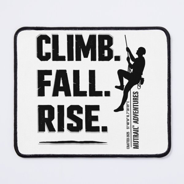 Item preview, Climb. Fall. Rise. – Rugged Climber Typography (minimal black and white) designed and sold by Jawoahl.