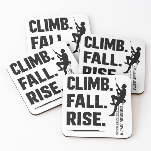 Artikelvorschau, Climb. Fall. Rise. – Rugged Climber Typography (minimal schwarz/weiß) entworfen und verkauft von Jawoahl.