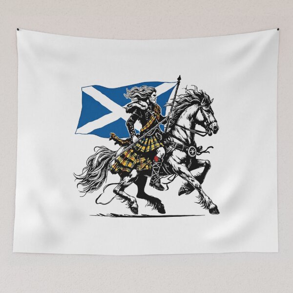 Item preview, Highland Warrior with Scottish Flag – Braveheart Style Design designed and sold by CelticSoulShop.