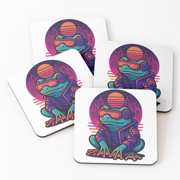 Item preview, Cyberpunk Frog – Neon Vaporwave Amphibian | Retro-Futuristic City Night Cartoon Design for Stickers & Apparel designed and sold by Memorph.