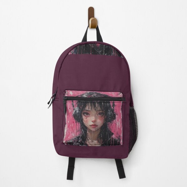 Item preview, Anime Girl with Black Headphones Tempera Style designed and sold by ArtsJulian.