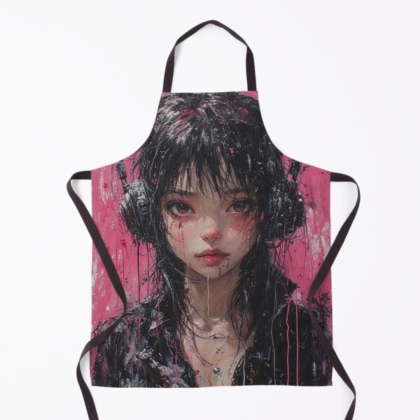 Item preview, Anime Girl with Black Headphones Tempera Style designed and sold by ArtsJulian.