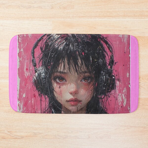 Item preview, Anime Girl with Black Headphones Tempera Style designed and sold by ArtsJulian.