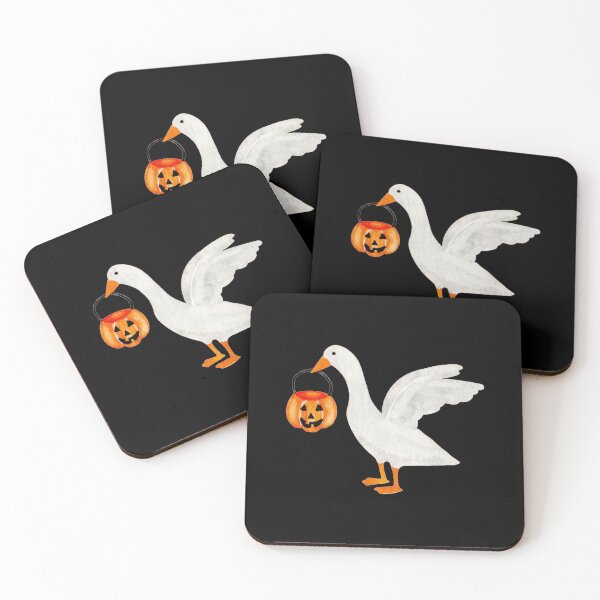 Item preview, Silly Goose with Halloween Pumpkin in Watercolor designed and sold by andrebalest.art.