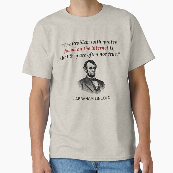 Vista previa del artículo con la obra «Camiseta divertida de Abraham Lincoln, profesor de historia, citas de Internet», diseñado y vendido por Creekman Designs.