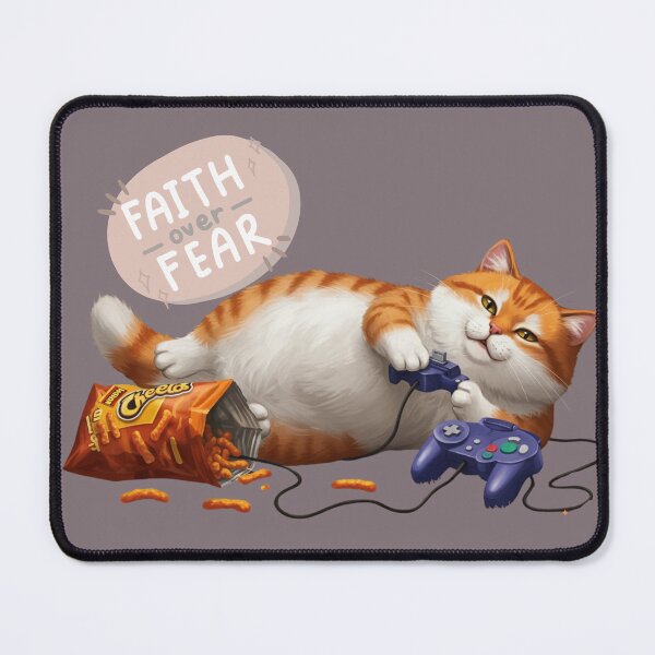 Item preview, faith no fear cat eating chips classic tshirt designed and sold by anandsiva2703.