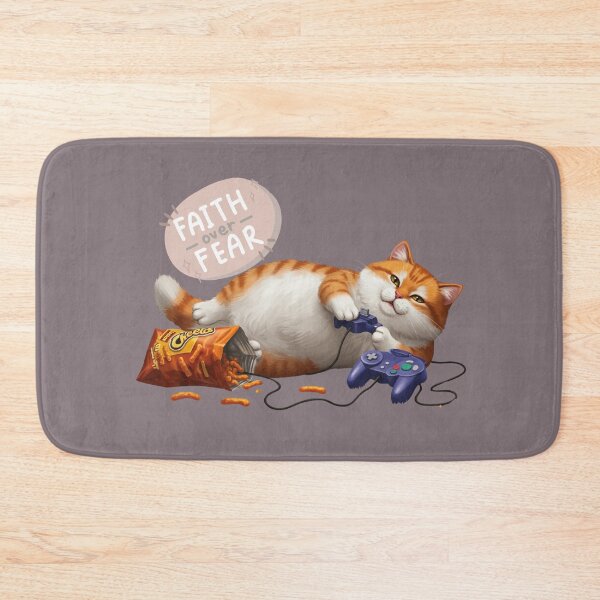 Item preview, faith no fear cat eating chips classic tshirt designed and sold by anandsiva2703.