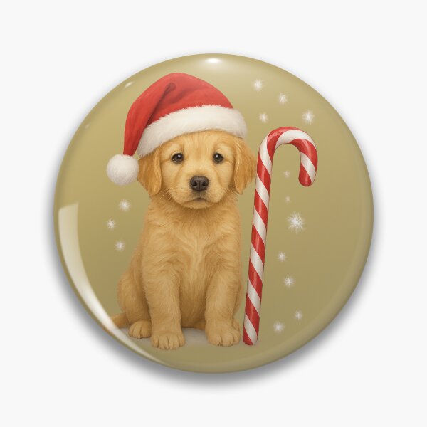 Item preview, Christmas Golden Retriever Puppy with Santa Hat and Candy Cane designed and sold by CreativeThoughts .