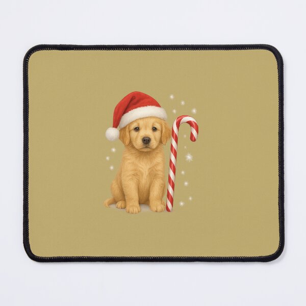 Item preview, Christmas Golden Retriever Puppy with Santa Hat and Candy Cane designed and sold by CreativeThoughts .