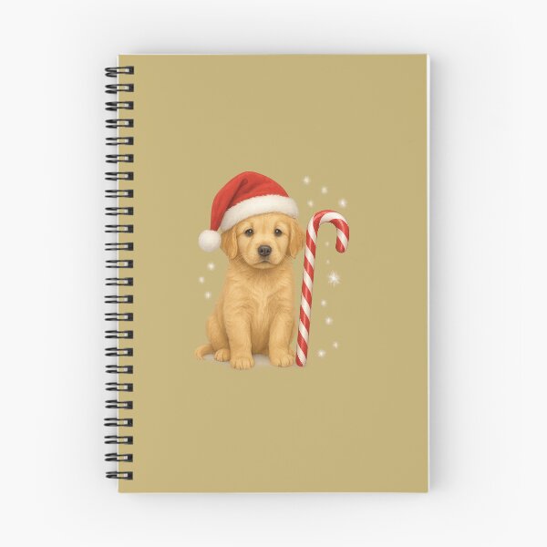 Item preview, Christmas Golden Retriever Puppy with Santa Hat and Candy Cane designed and sold by CreativeThoughts .