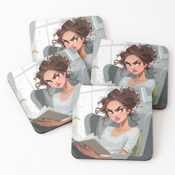 Item preview, Plot Twist Rage in the Reading Nook, Frustrated Woman Reading in a Modern Chair designed and sold by Chytanka.