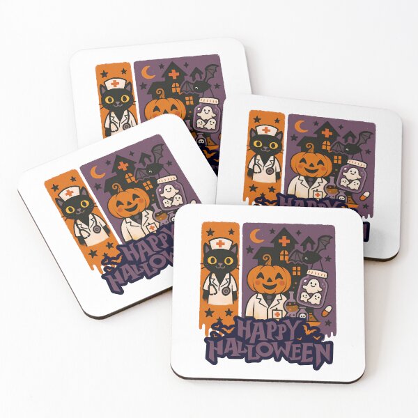 Item preview, Whimsical Halloween Cat Nurse Collage in 2 Panels designed and sold by MoodsDesigns.
