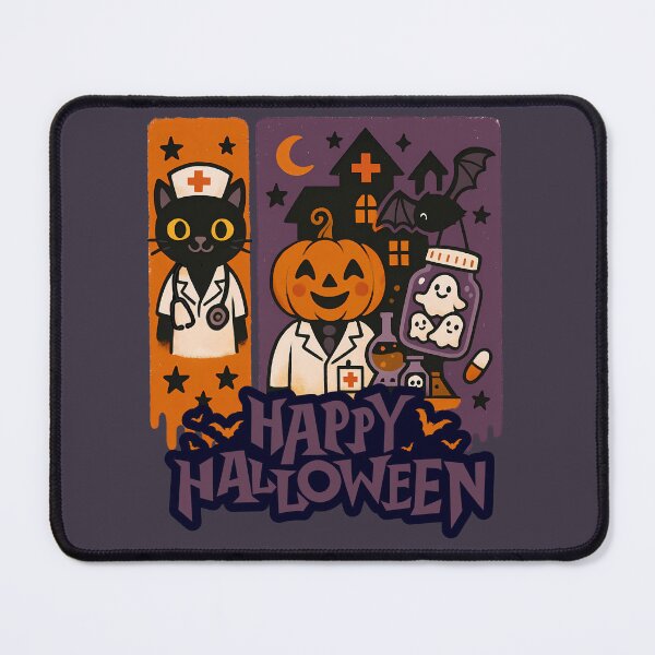Item preview, Whimsical Halloween Cat Nurse Collage in 2 Panels designed and sold by MoodsDesigns.