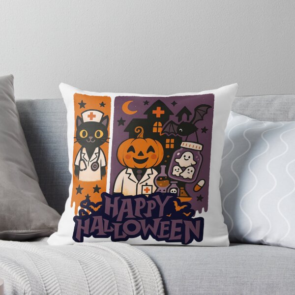 Item preview, Whimsical Halloween Cat Nurse Collage in 2 Panels designed and sold by MoodsDesigns.