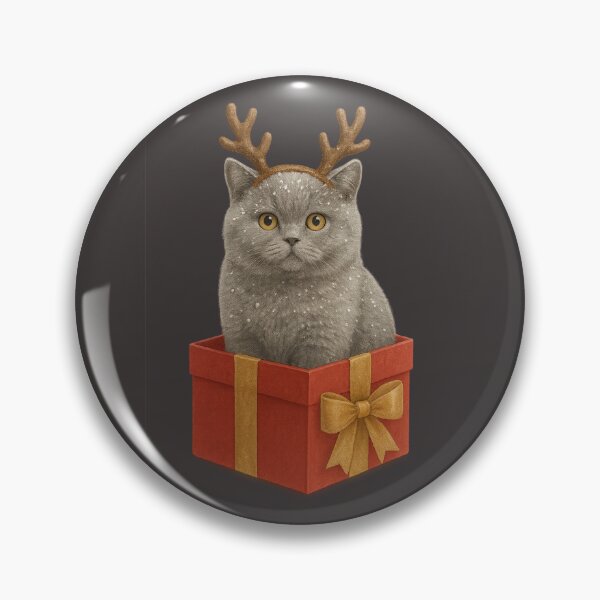 Item preview, Fluffy Christmas Cat in Gift Box with Reindeer Antlers – Cute Holiday Illustration designed and sold by CreativeThoughts .