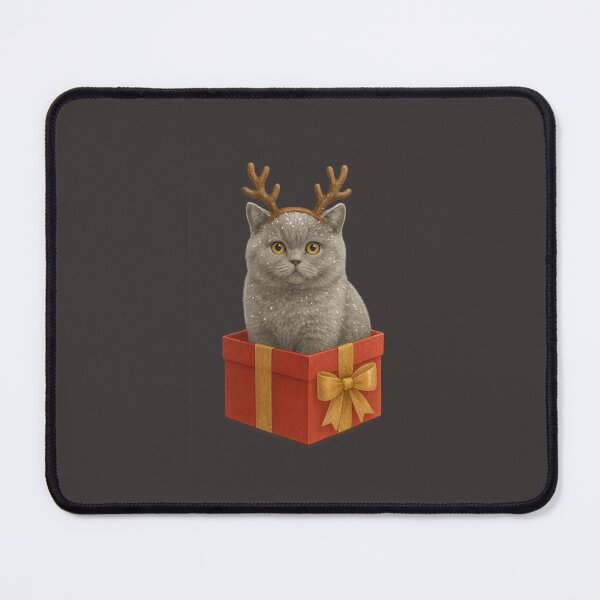 Item preview, Fluffy Christmas Cat in Gift Box with Reindeer Antlers – Cute Holiday Illustration designed and sold by CreativeThoughts .