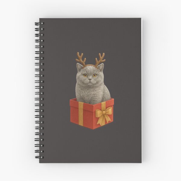 Item preview, Fluffy Christmas Cat in Gift Box with Reindeer Antlers – Cute Holiday Illustration designed and sold by CreativeThoughts .