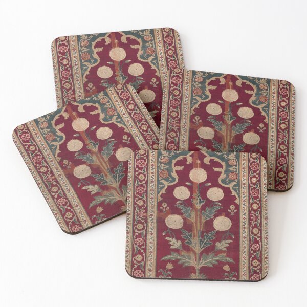 Item preview, Mughal Poppy Carpet Ruby Red and Sage Botanical Panel designed and sold by trajeado14.