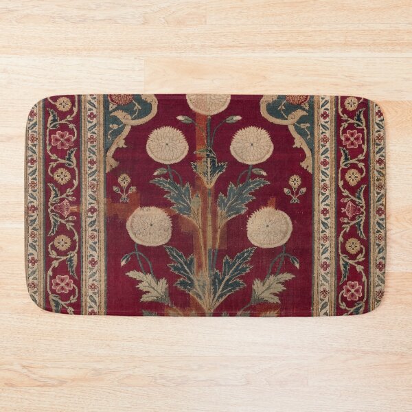 Item preview, Mughal Poppy Carpet Ruby Red and Sage Botanical Panel designed and sold by trajeado14.