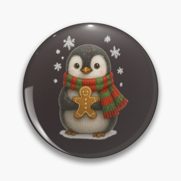 Item preview, Cute Christmas Penguin with Scarf and Gingerbread Cookie – Festive Winter Illustration designed and sold by CreativeThoughts .