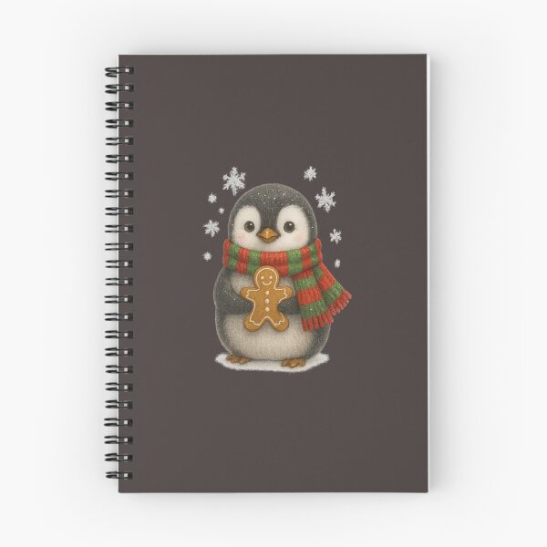 Item preview, Cute Christmas Penguin with Scarf and Gingerbread Cookie – Festive Winter Illustration designed and sold by CreativeThoughts .