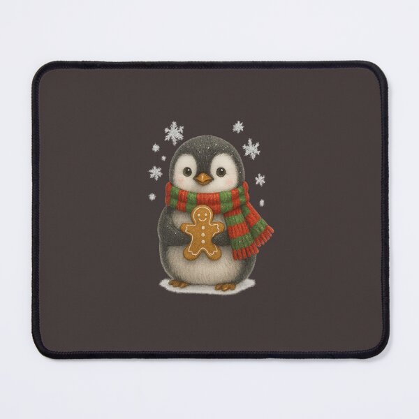 Item preview, Cute Christmas Penguin with Scarf and Gingerbread Cookie – Festive Winter Illustration designed and sold by CreativeThoughts .