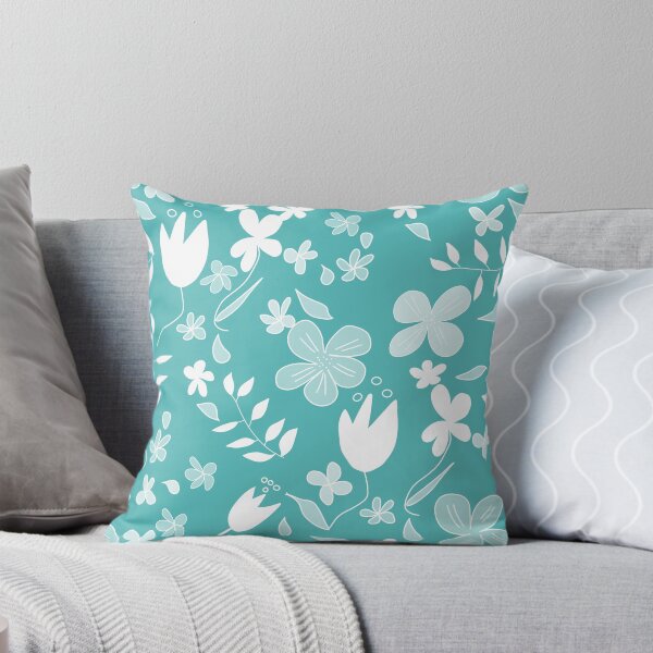 Aperçu de l'œuvre Motif floral moderne et fantaisiste sur Aqua créée et vendue par Artistestella.