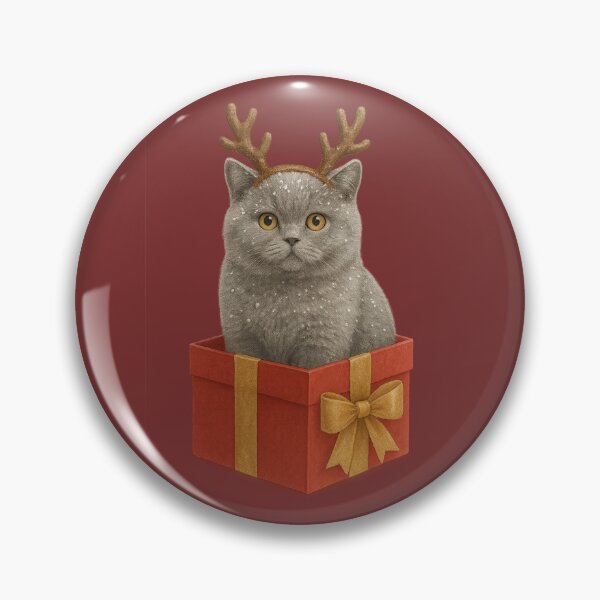 Item preview, Fluffy Christmas Cat in Gift Box with Reindeer Antlers – Cute Holiday Illustration designed and sold by CreativeThoughts .