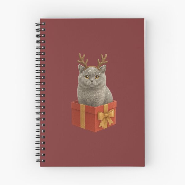 Item preview, Fluffy Christmas Cat in Gift Box with Reindeer Antlers – Cute Holiday Illustration designed and sold by CreativeThoughts .