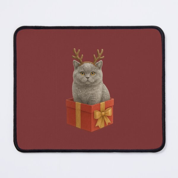 Item preview, Fluffy Christmas Cat in Gift Box with Reindeer Antlers – Cute Holiday Illustration designed and sold by CreativeThoughts .