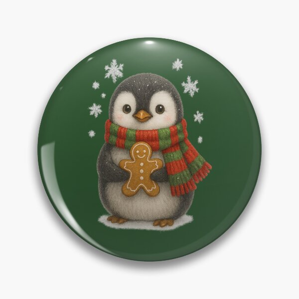 Item preview, Cute Christmas Penguin with Scarf and Gingerbread Cookie – Festive Winter Illustration designed and sold by CreativeThoughts .
