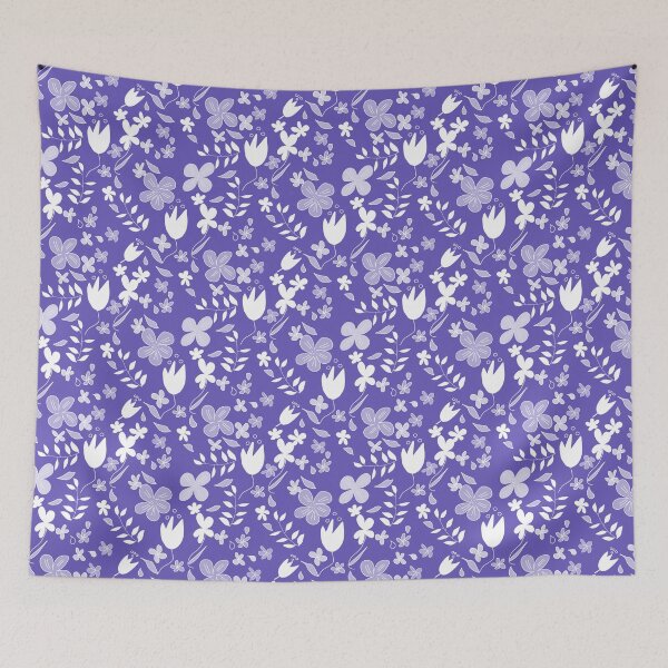 Item preview, Whimsical Modern Floral Pattern on Purple designed and sold by Artistestella.