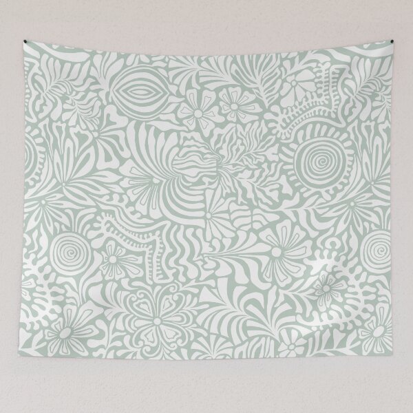 Item preview, Ellie-Greenish Hash Grey White designed and sold by Fabricatemyart.