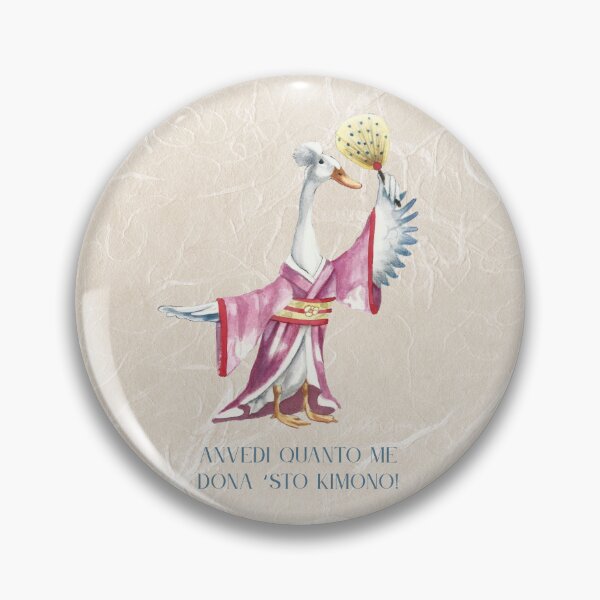Item preview, Anvedi quanto me dona 'sto Kimono! Illustrazione ad acquerello di oca con ventaglio designed and sold by ArcanaAtelier.