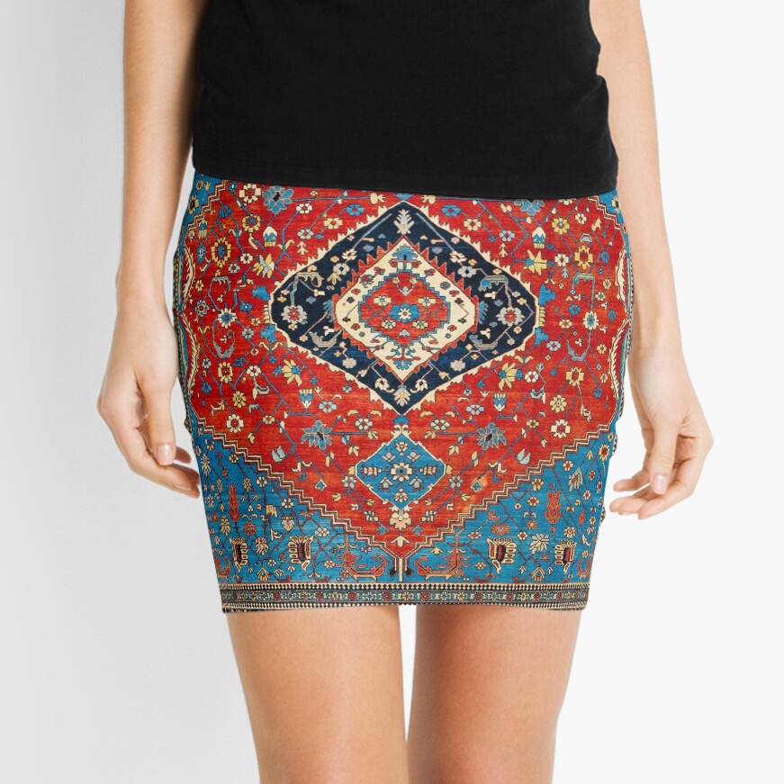 Antique Persian Carpet Print Mini Skirt