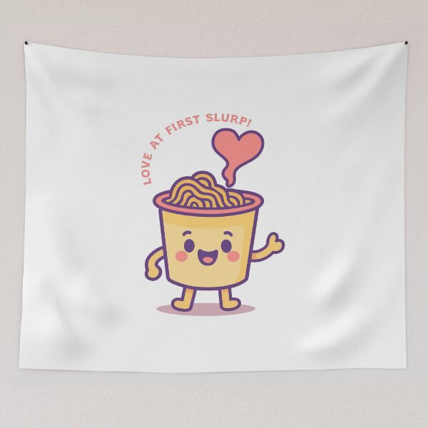 Item preview, Cute Instant Noodles Cup – Adorable Kawaii Ramen Mascot with Love Steam designed and sold by TrilogyMerch.
