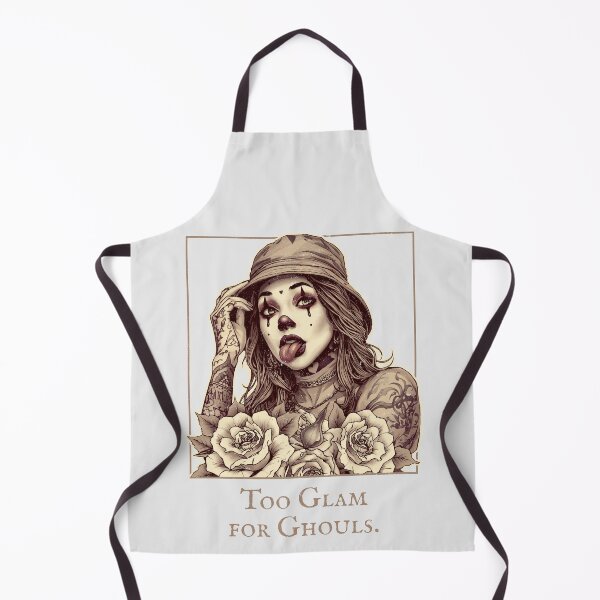 Item preview, Sepia-Toned Chicana Clown Girl with Roses and "Too Glam For Ghouls" designed and sold by SplashTastic.