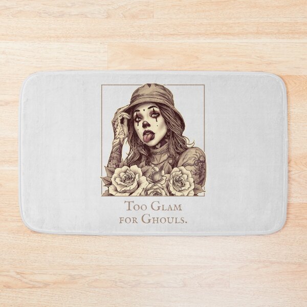 Item preview, Sepia-Toned Chicana Clown Girl with Roses and "Too Glam For Ghouls" designed and sold by SplashTastic.