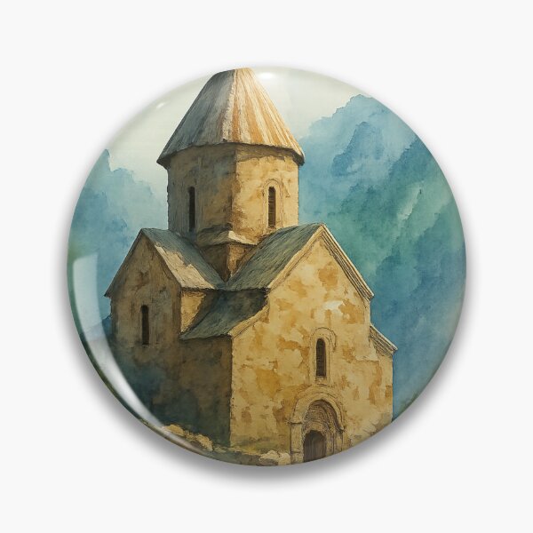 Item preview, Ancient Armenian Monastery in Misty Mountains – Watercolor Illustration designed and sold by Tadeusz1.