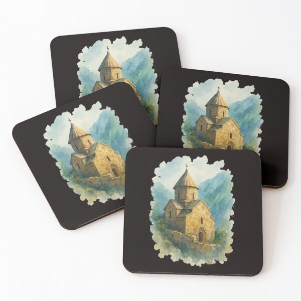 Item preview, Ancient Armenian Monastery in Misty Mountains – Watercolor Illustration designed and sold by Tadeusz1.