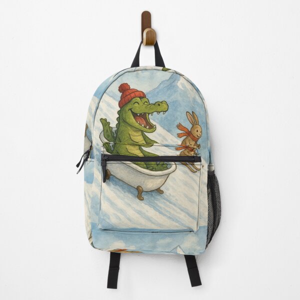 Item preview, Happy winter holidays, crocodile in bathtub, funny Christmas illustration designed and sold by Mauswohn.