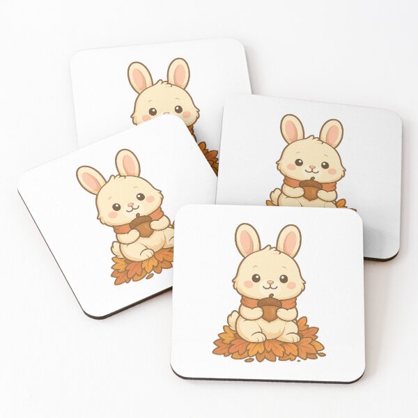 Item preview, 3D Chibi Kawaii Rabbit – Autumn Bunny with Acorn Sticker & T-Shirt Design designed and sold by YumiStories Shop.