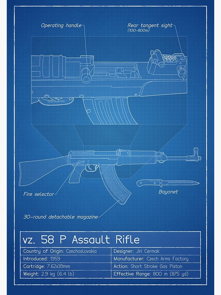 Vz 58 Rifle Blueprint Greeting Card By Nothinguntried Redbubble