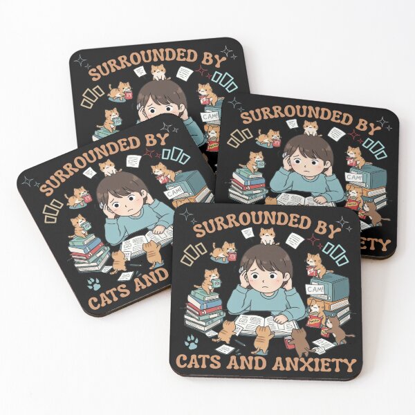 Item preview, Anxious but Surrounded by Cats :Cute Funny Cat Lover Anxiety Design designed and sold by AlienTechs.