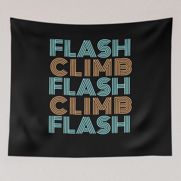 Item preview, Flash climb curvy retro lettering dark climbing T-shirt designed and sold by Bouldershop.