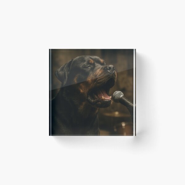 Item preview, Rottweiler Singing in Gritty Garage Band Scene designed and sold by Flying Doggo.