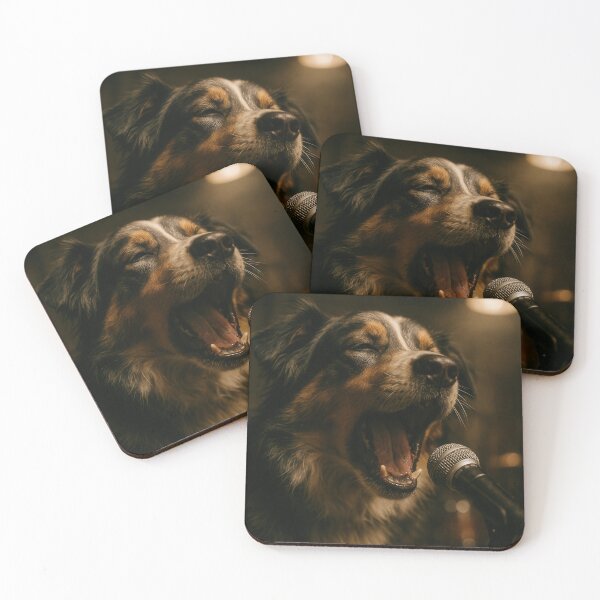 Item preview, Australian Shepherd Singing in Gritty Garage Band designed and sold by Flying Doggo.