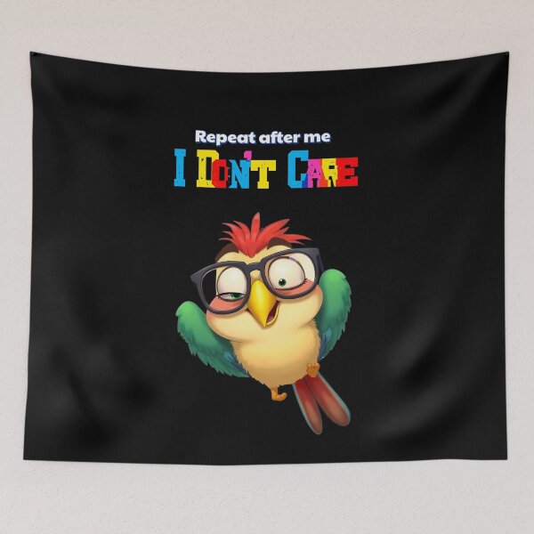 Item preview, Repeat After Me, I Don’t Care – Funny Parrot Quote designed and sold by Red White Blue Studio.